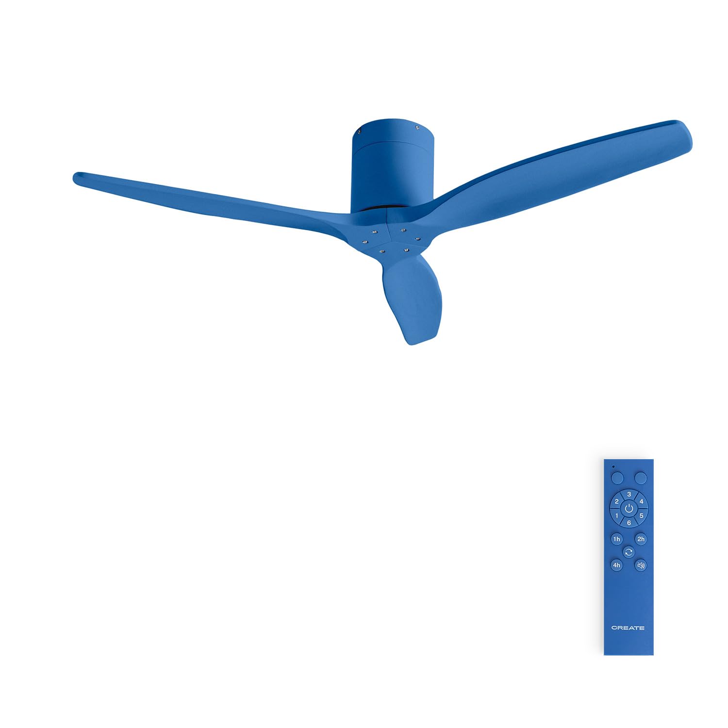 CREATE / WINDCALM M/Ventilatore da soffitto blu cobalto con telecomando / 40W, silenzioso, ABS, Ø132 cm, 6 velocità, timer, funzione estate-inverno