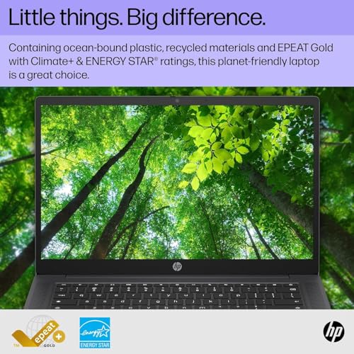 Image of HP Chromebook 14 Laptop (14 inch HD, Intel 4-Core N100, 4GB RAM, 64GB eMMC + 64GB SD Card) for Home, Students & Everyday Use, Fast charge, 12-Hr Battery Life, Webcam, Wi-Fi 6, IST HUB, Chrome OS (Renewed)