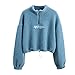 Blouse Femme Hiver Grande Taille Manche Longue Sweat sans Capuche Hiver Lettre Femmes Fuzzy Fleece Sweatshirts Casual Manches Longues Shaggy Casual Loisirs Sports Fitness Jogging