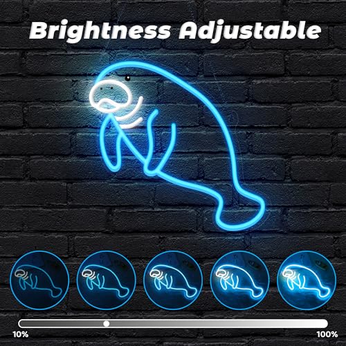 Image of CoolGift Mart Manatee Neon Sign, Dimmable Wall Decor Light. Birthday Party Decorations for Home, Patio, Garden, Bars, Restaurants, Hotels, Stores, Clubs, Gift for Friends Family and Kids