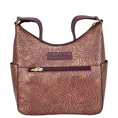 Image of Anuschka Women's Original Hand-Painted Genuine Vegetable Tanned Leather Classic Hobo With Side Pockets
