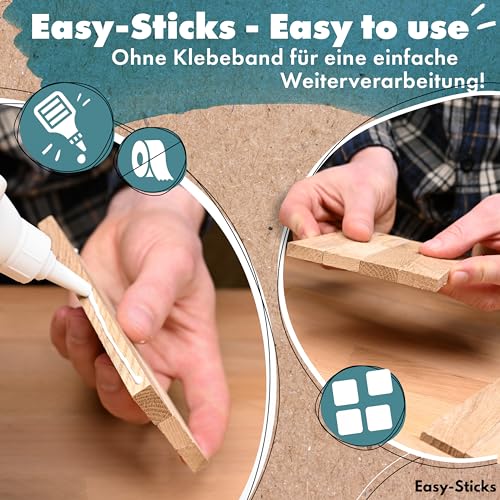 Easy-Sticks 3.0 Eiche – 210 Stück – Bastelholz OHNE Klebeband – Hölzchen für DIY Projekte und Deko – Hölzer zum Bauen und Verkleiden