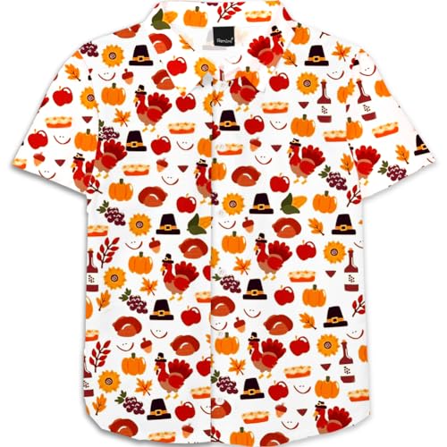 Image of Remimi Unisex Kids Halloween Shirt Boys Pumpkin Ghost Shirts Hawaii Button Up Tops 5-14 Years