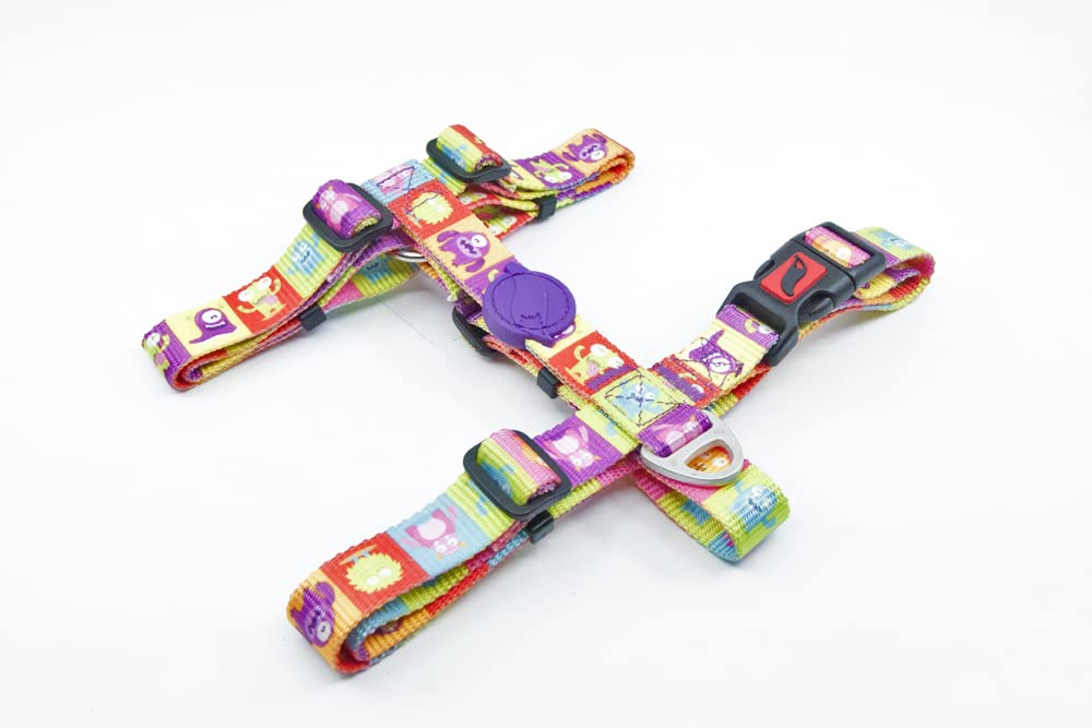 ASTORPET | Arnés Tipo H para Perro. con Cierre de Seguridad y Presilla Cosida. Accesorios para Perros, Ajustable de Tacto Suave. Arnés Perro Tailpetz. Alliens - Talla S.