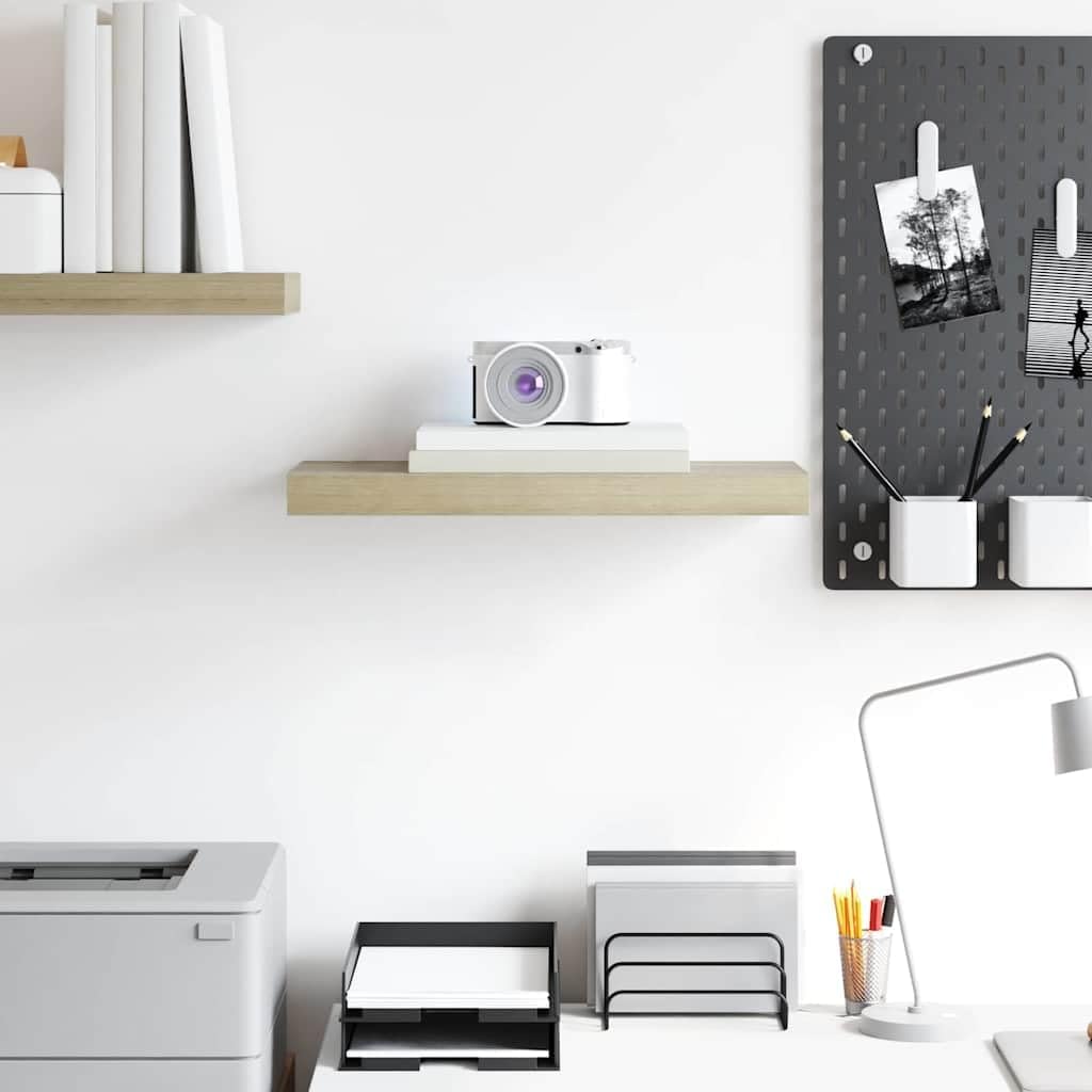 Oak Honeycomb Floating Wall Shelf, 19.7x9.1x1.5 Inch MDF Wood, Modern Room Decor for Living Room, Bedroom, Bathroom