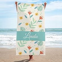 Personalized Beach Towel with Name,Custom Bath Towel Floras Pattern Microfiber Beach Blanket Mat 3060 inches Floras 8