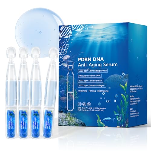 Salmon DNA PDRN Anti-Aging & Hydrating Serum | Barrier-Supporting Ampoule for Sensitive Skin | 72-Hour Hydration + Glow | Soothing, Collagen & Hyaluronic Acid Infused | 0.05 fl oz x 30 Vials (1Pack)