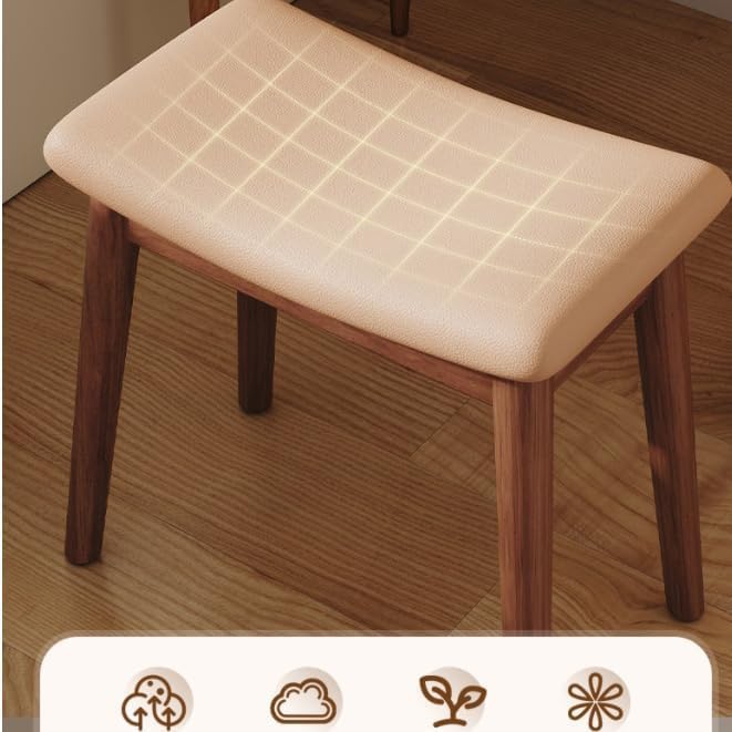 Taburete de madera maciza para tocador negro de 45x27x46 cm 4