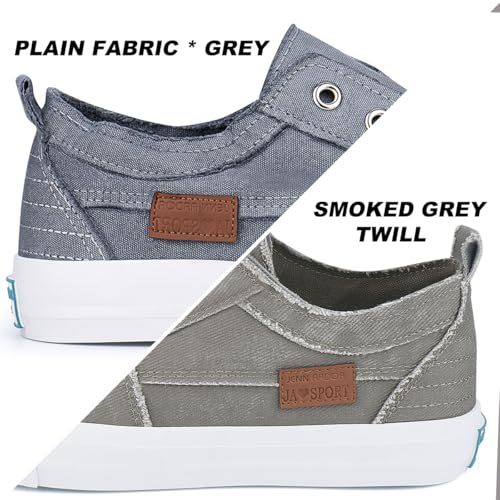 JENN ARDOR Womens Fall Slip On Fashion Sneakers No Laces Comfortable Casual Low Canvas Sneakers Flats Walking Shoes Grey - image 4