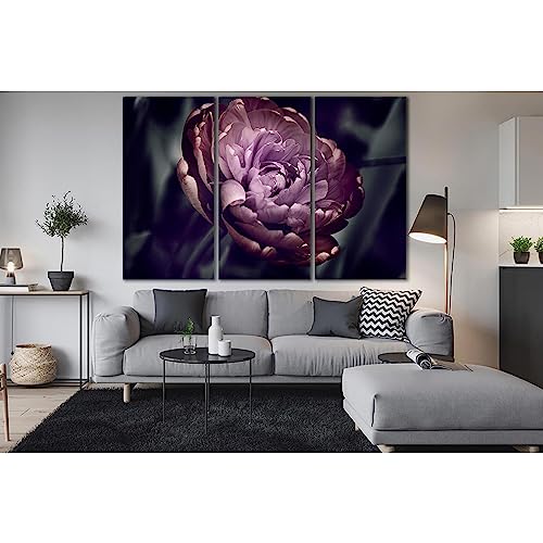 Cuadro de peonía en el jardín ZELLART tríptico de 90x60 cm para decoración