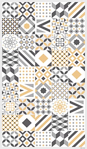 {Alfombras Cocina Vinilo Antideslizante Alfombras Cocina DobleUve Estudio Alfombra Vinílica Hidráulica 18 | Color Amarillo | 47x80 cm | Lavable Antideslizante | Suelo para Cocina o...