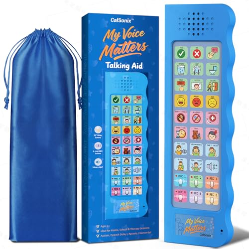 Calsonix AAC Device for Autism, Communication & Talking Aid for Nonverbal Kids & Adults, 23 Pre-Programmed + 6 Recordable Buttons, Color-Coded Icons, Adjustable Volume, Speech Therapy Talking Board