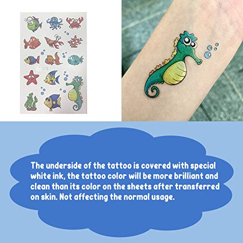 200 Pcs Ocean Theme Temporary Tattoos For Kids, Beach Pool Under Sea Decorations Birthday Party Supplies Favors, Fake Tattoos Stickers With Mermaid Shark Tropical Fish Whale For Boys And Girls #TOP2