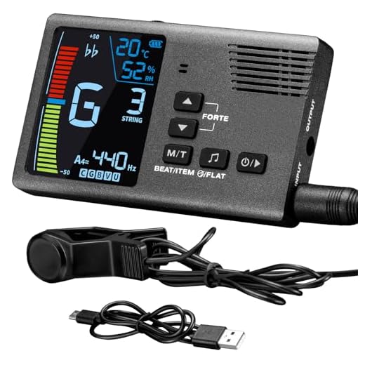 POGOLAB Metronome Tuner, 5 in 1 Rechargeable Digital Metronome Tuner Tone Generator Temperature Humidity with Clip Pickup for Guitar, Bass, Violin, Ukulele, Chromatic for All Instruments