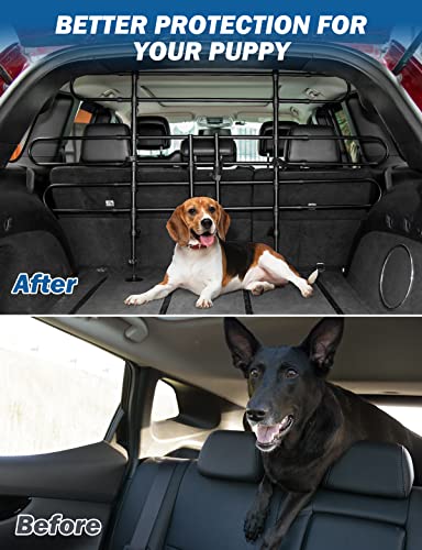 JOYTUTUS Hundegitter Auto Kofferraum, Kofferraum Trenngitter Hund, Verstellbare Breite, Hundeschutz Gitter mit Kopfstütze Befestigung, Universal für die meisten Autos
