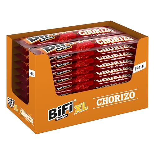 BiFi Chorizo XL Sticks - 20er Pack (20 x 26g) - Wurst Snack To Go - Luftgetrocknet Fleisch & Wurstwaren Paket - Chorizo fleischwurst mit Paprika, Chili und Knoblauch - Ideale Knabberbox - Wurstpaket
