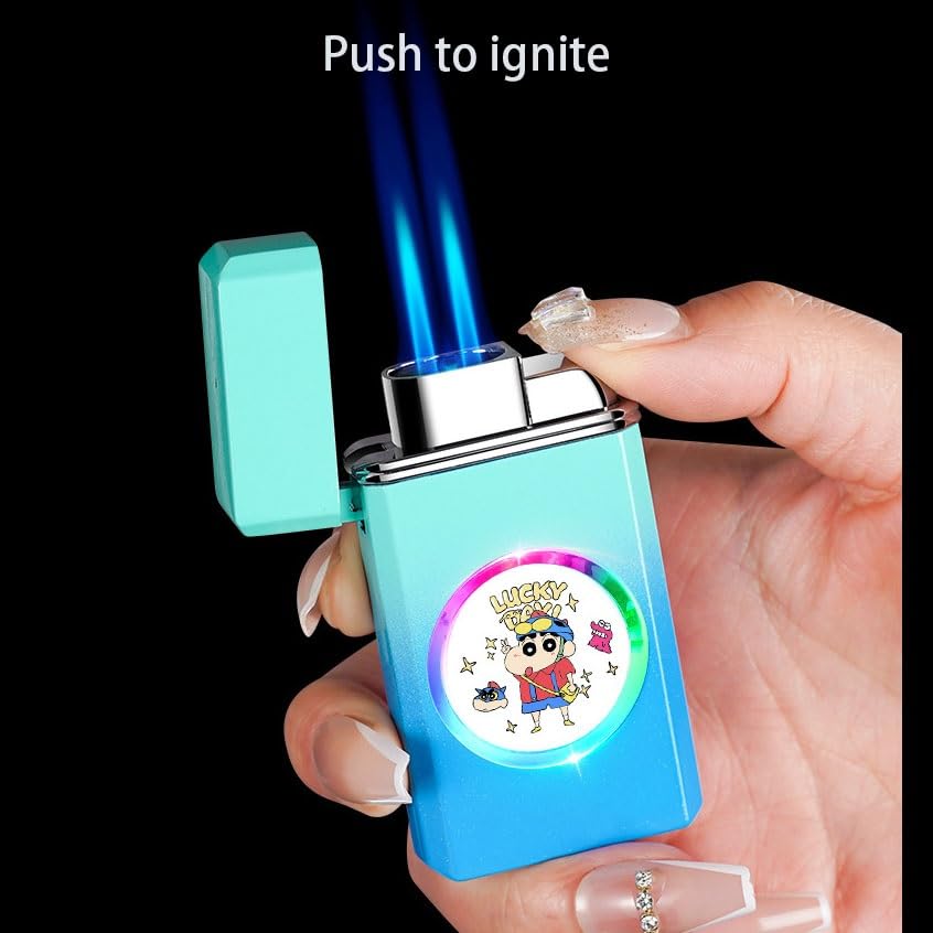 Encendedor de butano de metal con llama azul recargable 3
