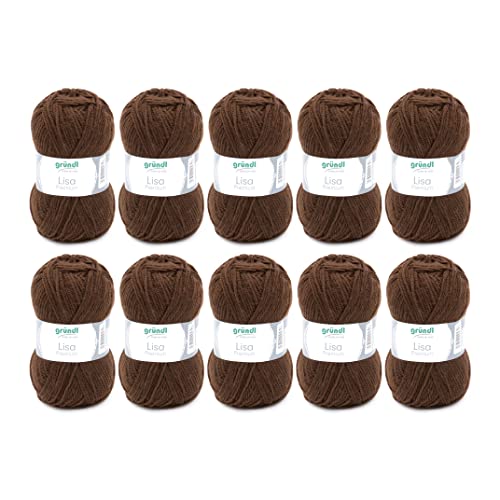 Gründl Laine Lisa Premium uni - Fil pour tricoter - Fil à tricoter - Fil à crocheter - Doux et agréable pour la peau - 100% polyacrylique 10 pelotes 50 g /...