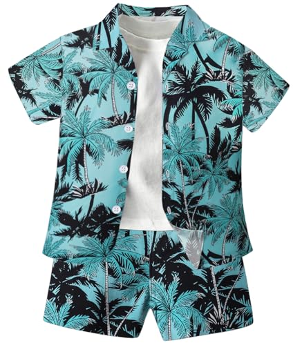 Image of SANGTREE 3 Piece Boy Outfits Short Sleeve Shirt and Shorts Set Beach Vacation Summer Clothes, 3 Months - 9 Years