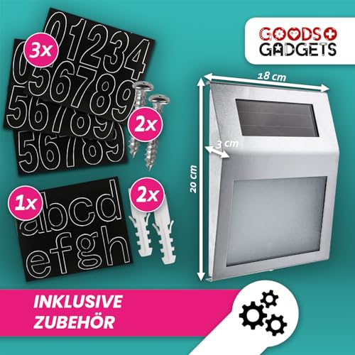 Solar Hausnummernleuchte beleuchtete Hausnummer mit LED Beleuchtung aus Edelstahl IP44 (Standard)