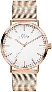 s.Oliver Damen Analog Quarz Armbanduhr mit Edelstahlarmband SO-3146-MQ