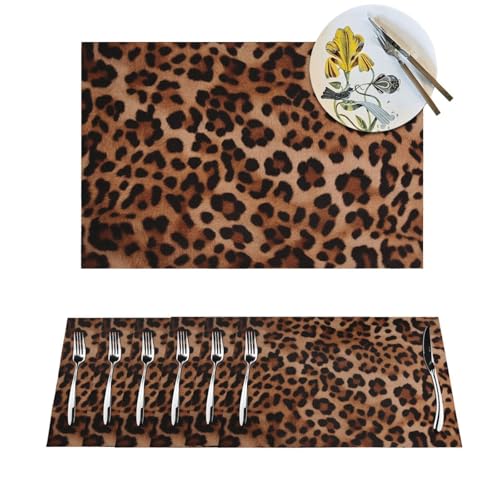 Sets de table tissés anti-tache léopard pour protéger votre table