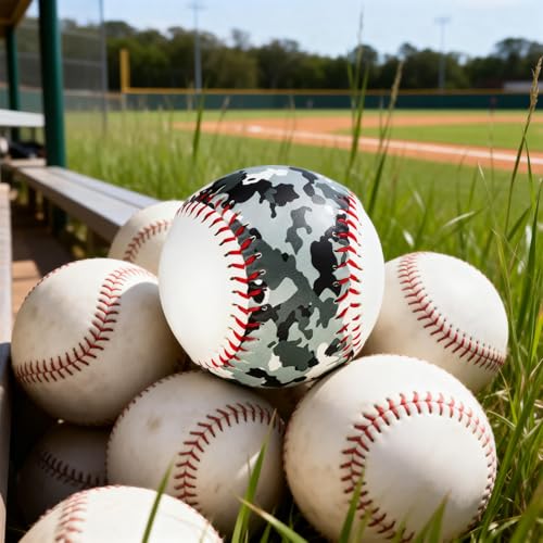 AKAIXI Baseballs PVC 9in Practice Baseball for Training Hitting Lifestyle Decor Ideal Personalized Inspired Gifts for Players Coaches Moms (Urban Camo, Baseball Set (1 Piece)) — view 5