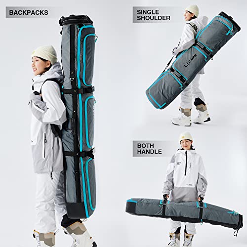 Image of XCMAN Roller Snowboard Bag Adjustable Length 63-75In Padded Bag for Air Travel Snowboard Boots