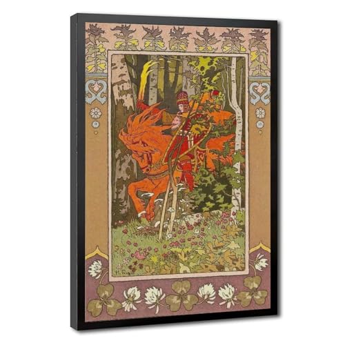 Impression sur toile The Red Rider par Ivan Bilibin pour décoration murale bureau 61x91 cm