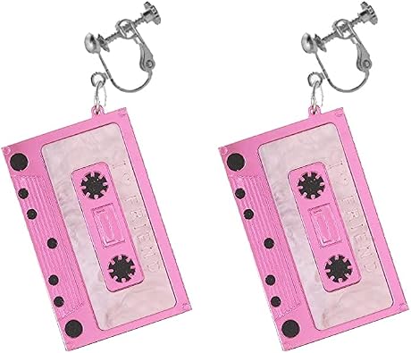 80s Clip on Earrings Cassette Tape Clip on Earrings Love Heart Clip on Earrings Non Pierced Women 1980s Retro Neon Earrings 80s Costume Earrings