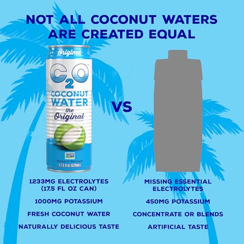 C2O Original Coconut Water, 17.5 Fl Oz (Pack of 12)