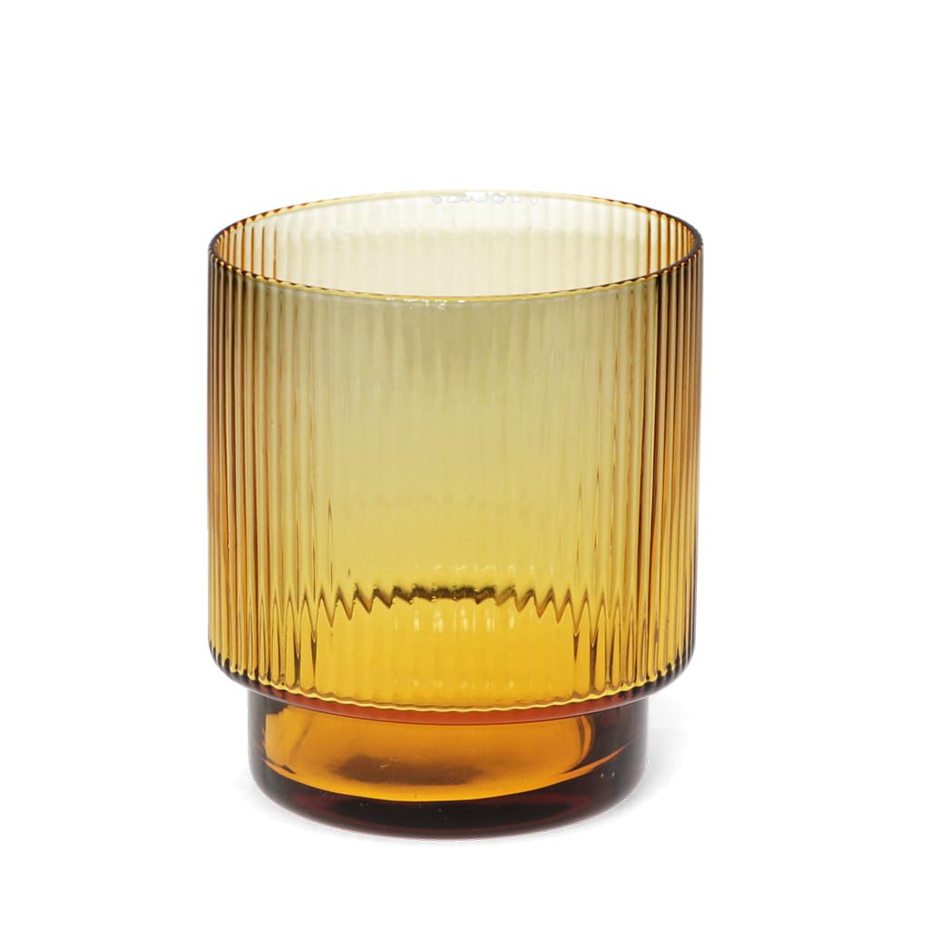 Rex London Ribbed Glass Tumbler 325ml - Amber