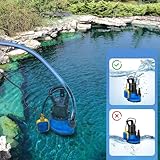350W Submersible Water Pump for Clean and Dirty Water, Max Flow 5000L/H Compact Portable Utility Submersible Pump, for Garden Pond Swimming Pool Hot Tub with Float Switch, Blue - Image 5