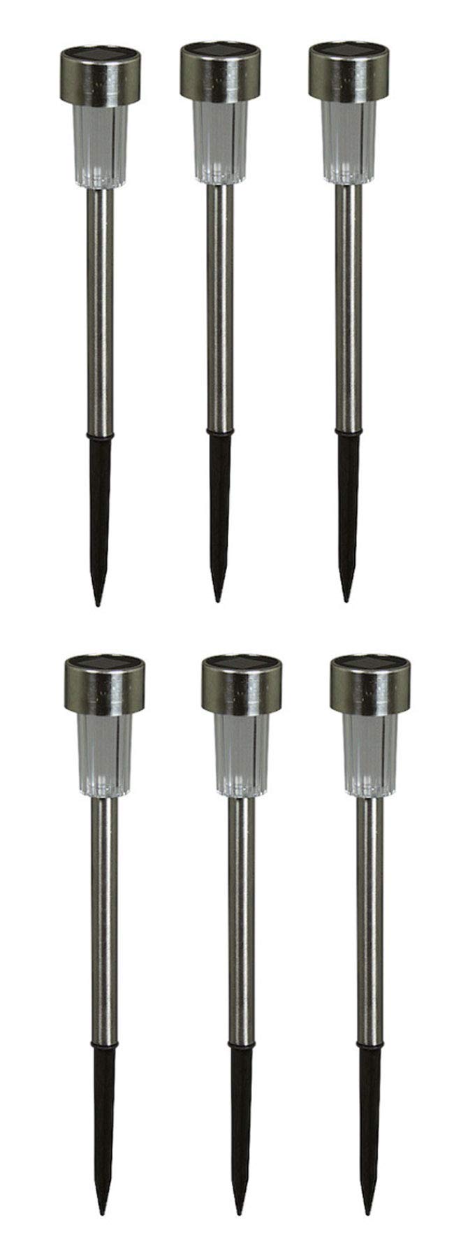 6er Set Solarleuchten Mit Erdspieß – Edelstahl & Kunststoff, Höhe 70 Cm, Dämmerungssensor, IP44, Inkl. Wiederaufladbarer Batterie, Für Garten, Terrasse, Wege