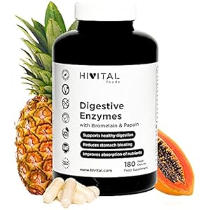 180 veganistische capsules voor 6 maanden, Amilasa, Protease, Lactase, Lipasa, Cellulase, Bromelaïne en Papaine, ter…