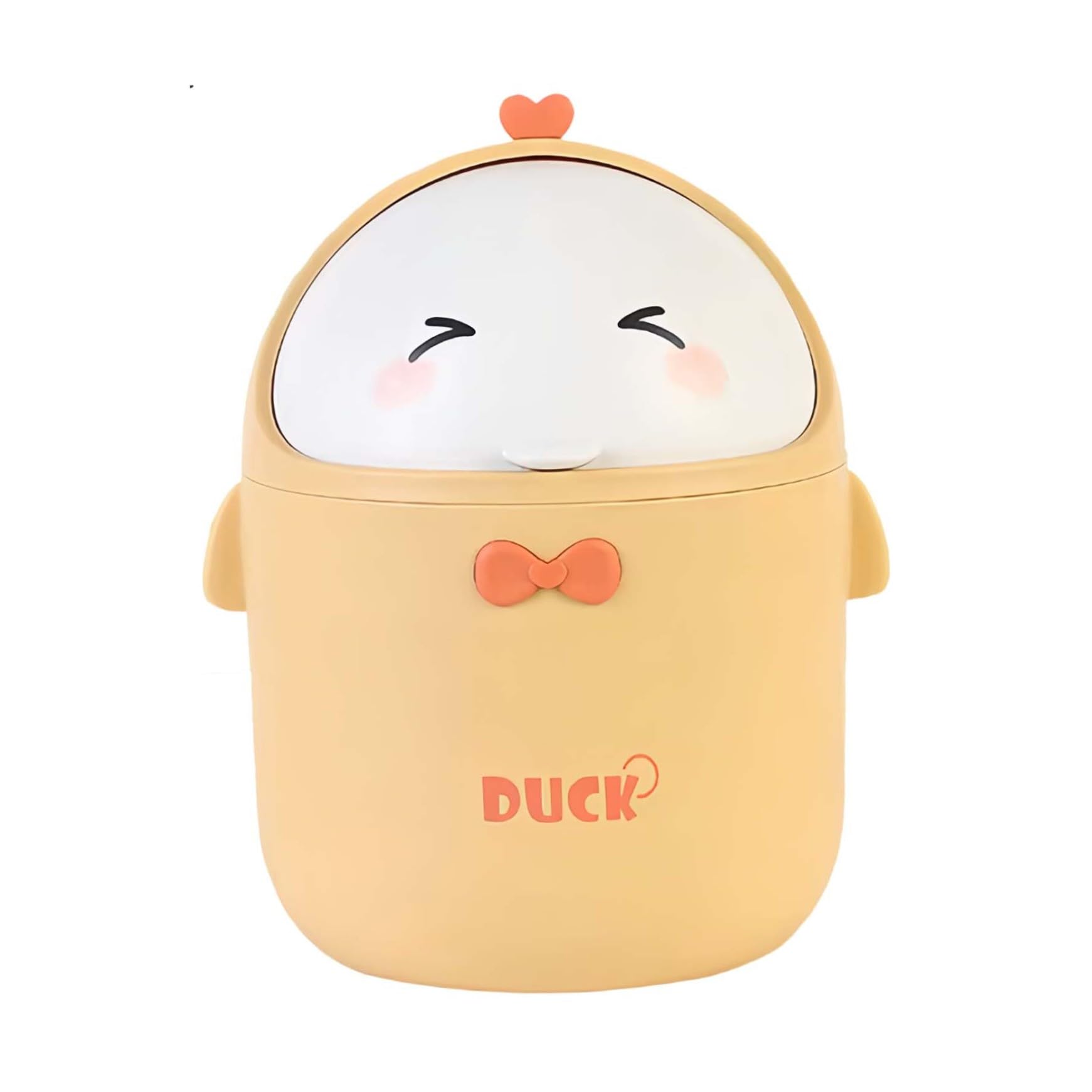 Wedhapy Small Garbage Can Mini Desktop Trash Can with Lid, Portable Cute Cartoon Style Trash, Office, Small Bathroom, for Bedroom, Yellow
