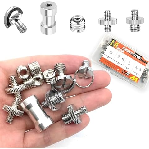 12 Pcs Camera Screw Mount Set Tripod Screw Reducer Rushing Screws Quick Release Screws Female Camera Spigot Screws for DSLR Camera Tripod/Monopod/Flash Light Stand Shoulder Rig Cover