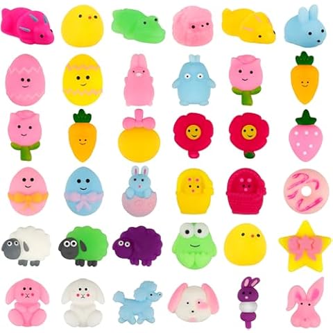 Outee 36 Pcs Mochi Animals Toys Cute Mochi Cat Stress Relief Toys Mochi Animals Party Favors for Kids Mini Animals Cat Easter Gifts for Kids Adults Cover