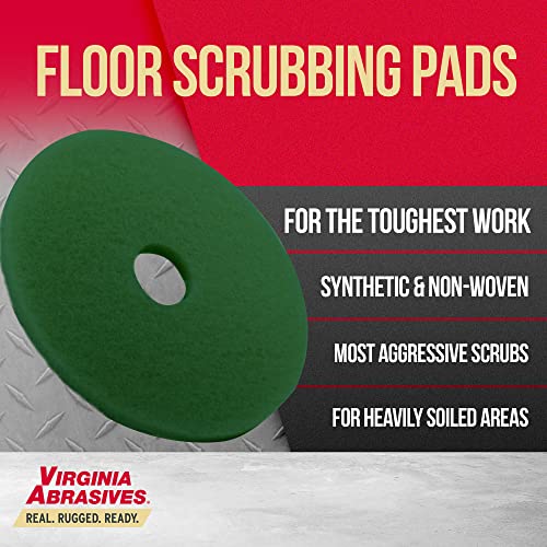 Virginia Abrasives 416-50175-5Pk 17" Green Floor Maintenance Pads - Cleaning Floor Replacement Pads, Thick Scrubbing Pad, Floors Cleaner/Scrubber Pads, Non-Woven Floor Pads For 17" Buffer Or Sander #TOP4