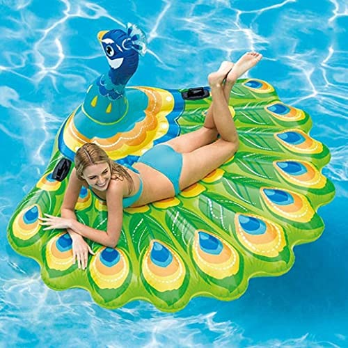 Pelotón Flotante de Pavo Real Inflable, Flotador Inflable de Piscina 76 ", Flotador de Piscina de Cama Flotante para Adultos, Juguete de Fiesta de Playa de Verano
