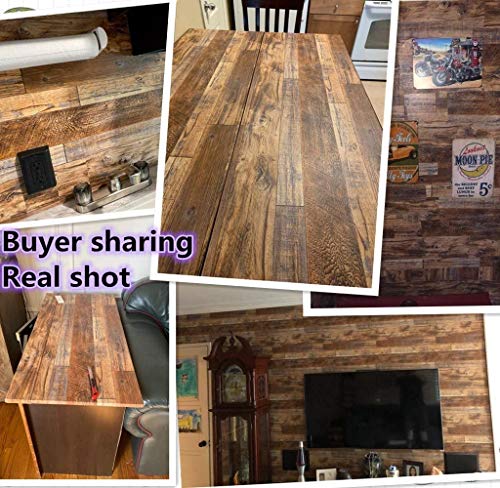 Tanone 17.8" X 394" Brown Wood Peel And Stick Wallpaper Self Adhesive Removable Decorative Film Wood Grain Wallpaper For Wall Covering Furniture Countertop Kitchen Christmas Diy #TOP4