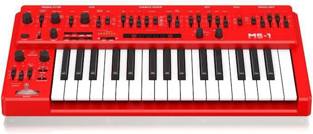 Behringer MS-1-RD 32-Key Analog Monophonic Synth w/32-Step Sequencer, Red
