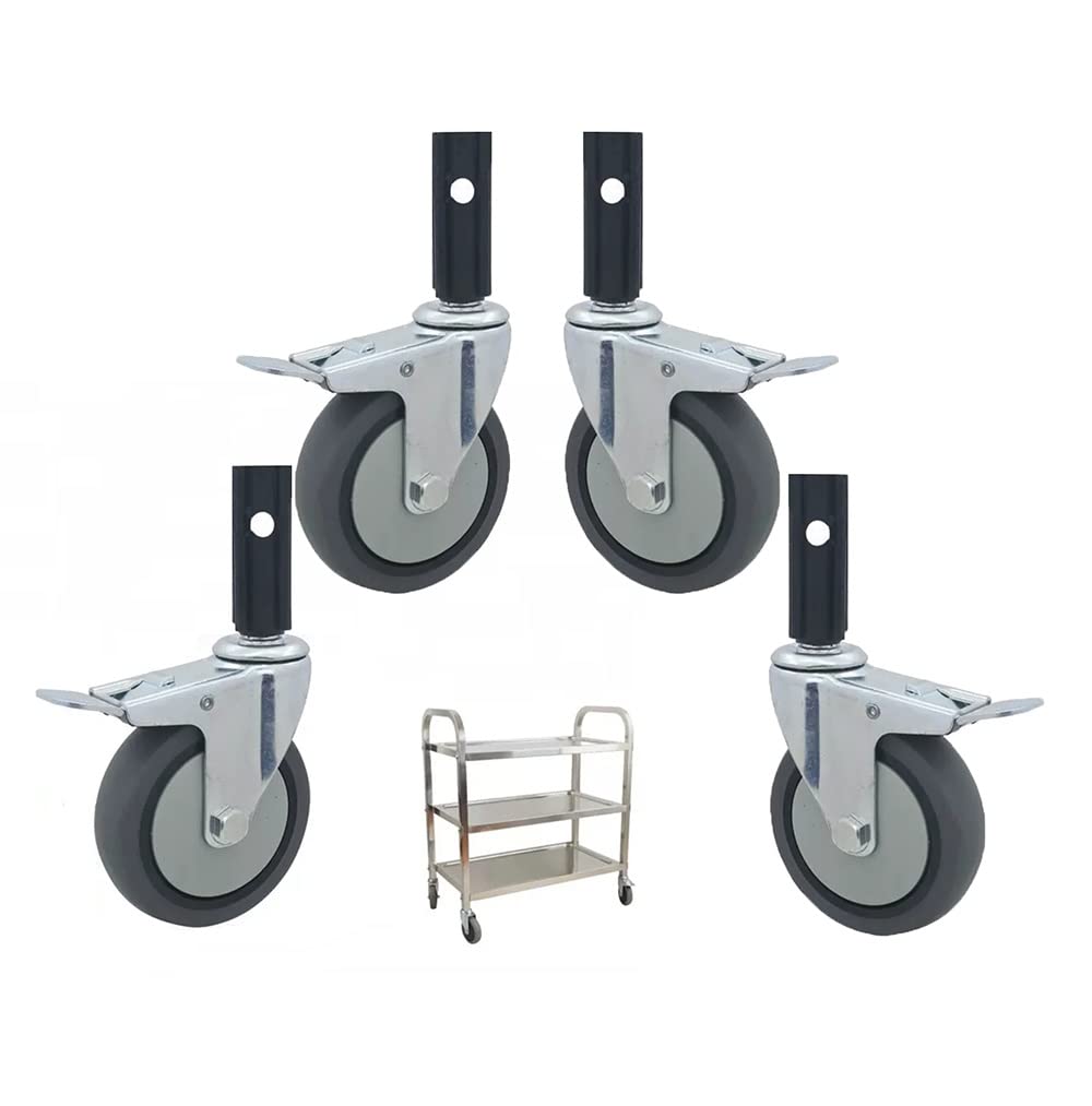 GBRJUYF Universal Locking Wheels for Kitchen Carts - Set of 4 Durable Replacement Casters with Brake, 108mm, Perfect for Serving Trolleys and Furniture Mobility