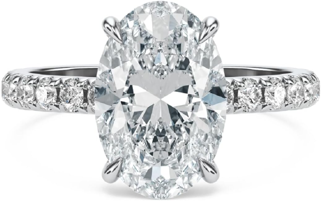 8 CT Oval Cut Moissanite Engagement Ring Set For Women Wedding Bridal Ring Set Antique Alternating Solitaire 925 Silver 10K 14K 18K Solid Gold Anniversary Promise Gifts for Her