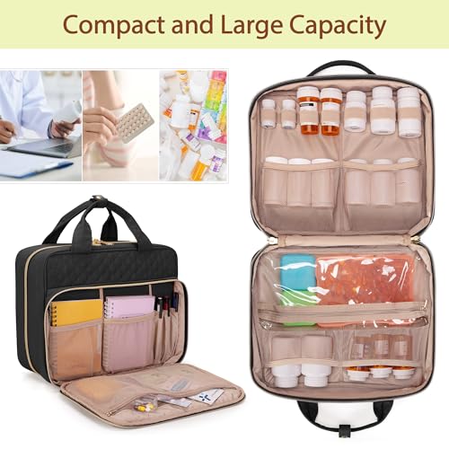 Image of Damero Pill Bottle Organizer, Travel Medicine Bag Organizer, Black | Medicine Organizer and Storage for Pills, Vitamin, Fish Oil, Medical Supplements for Women and Men