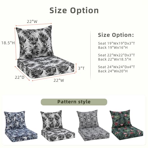 Image of Favoyard Outdoor Deep Seat Patio Cushions Set, 22 inch x 22 inch, Rainproof, Garden