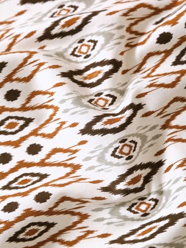 Image of Cortina 100% Cotton, Bohemian Tasseled Boho Print, Room Darkening Curtains for Window (with Back Tabs) - 9 Feet, Brown, 2 Piece (Length 270 cm)