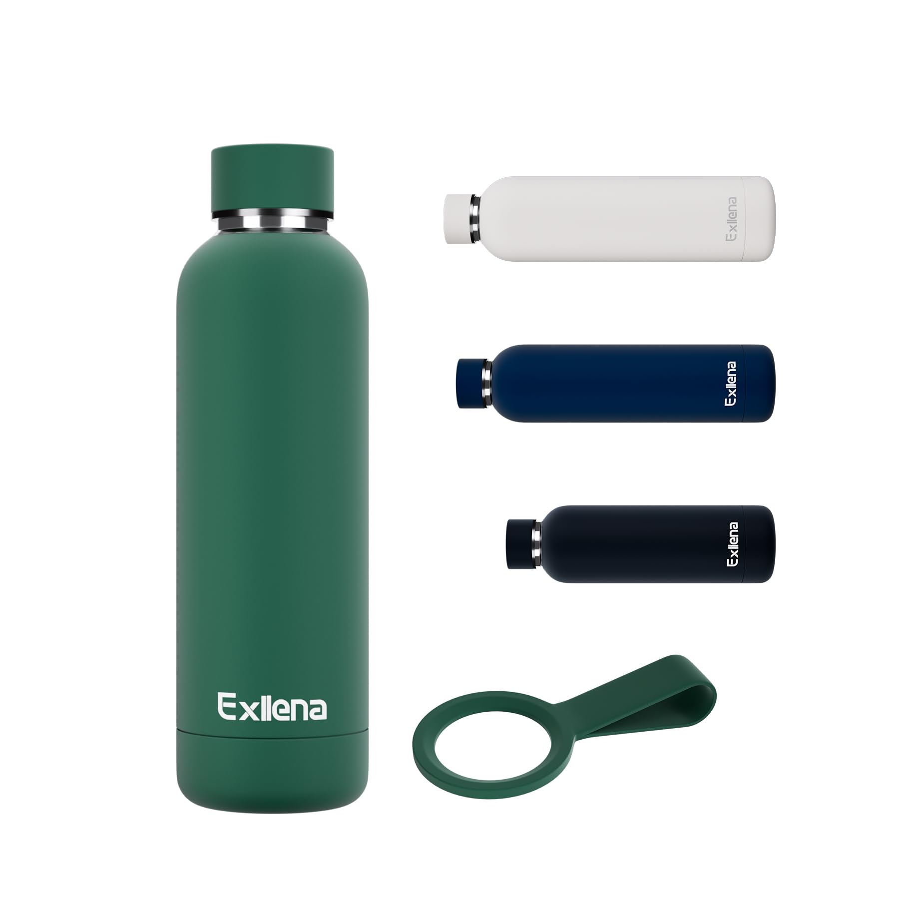 Exllena Borraccia Termica 500 ml - Bottiglia Termica Doppio Vuoto Mantenere Calore/Freddo - Senza BPA - 100% A Tenuta Stagna con Anello per Tote (Verde Oliva)