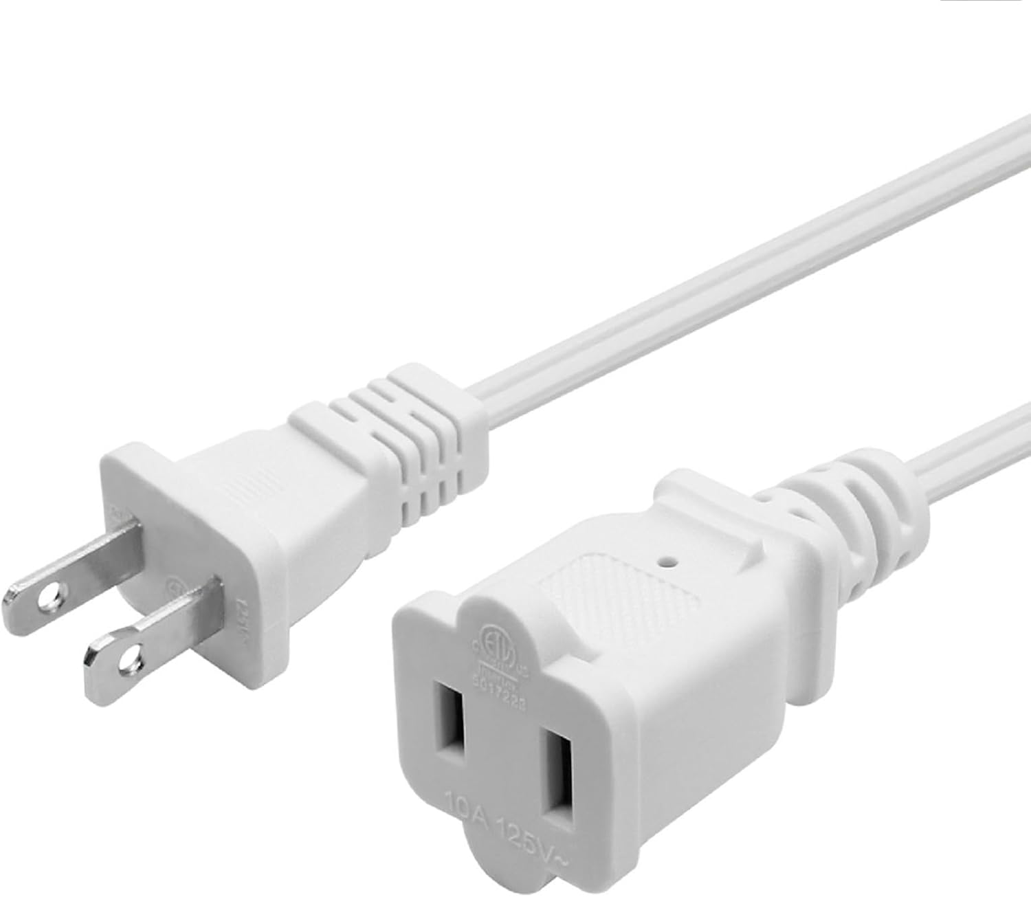 5Pack Extension Cord 10 FT, 2 Prong Power Cable for Indoor and Outdoor,US Male/Female Long Extension Cord for NEMA 1-15P to NEMA 1-15R