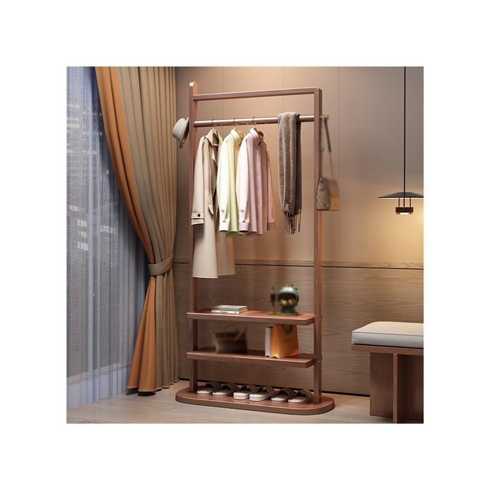 AILIUXIAOYAN Coat Rack Solid Wood Coat Rack Floor Bedroom Small Household Living Room Simple Hanger Hotel Homestay New Chinese Style Hanger(Walnut)